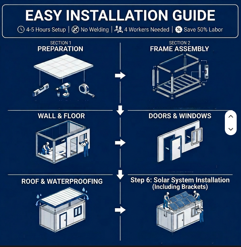 easy install solar system for 20ft prefab house plug and play wiring installation