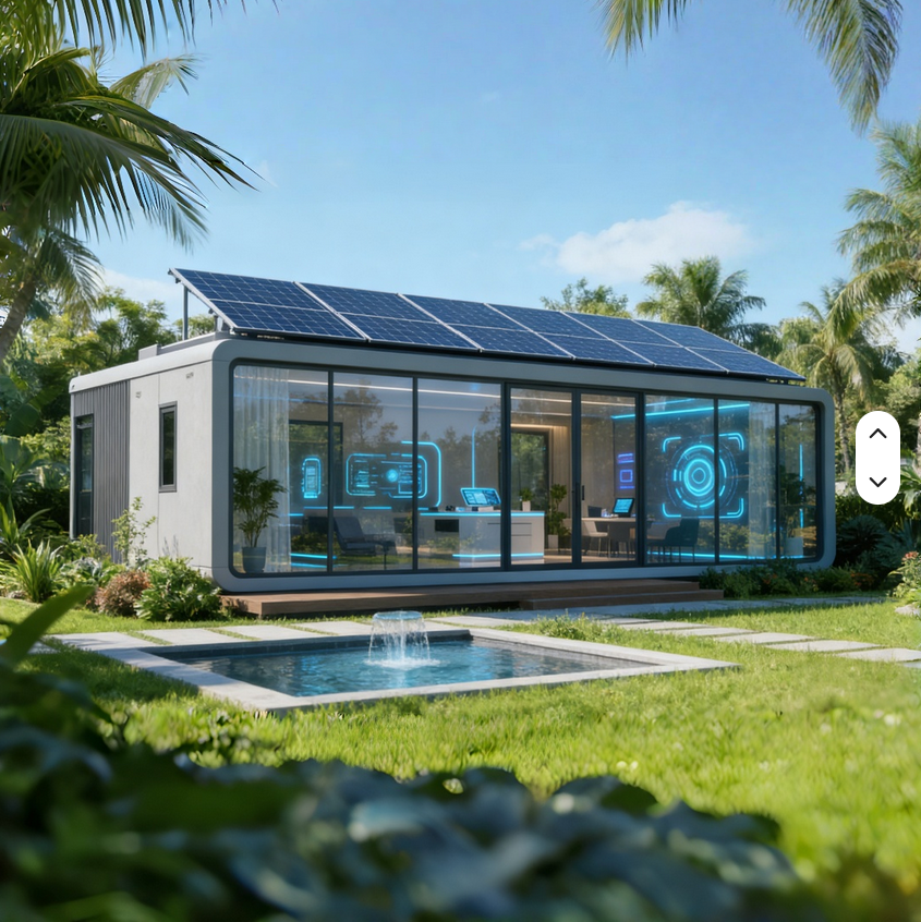 off grid solar system for 20GP prefab house installed in Southeast Asia coastal area