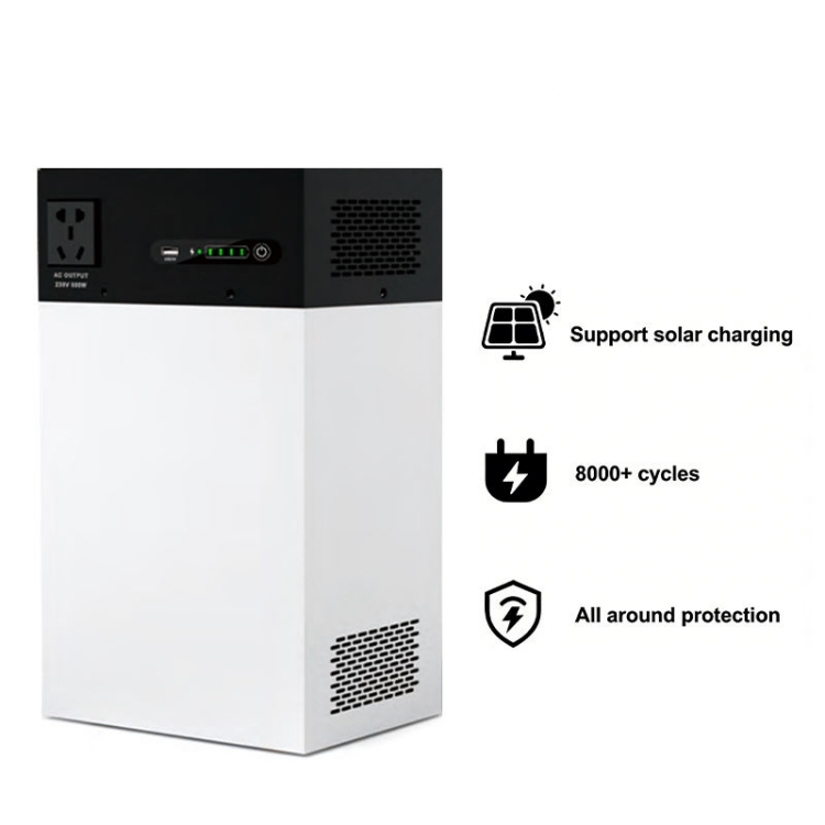 500W 1kWh inverter storage all-in-one portable home solar system with LiFePO4 battery and integrated inverter